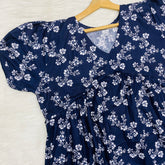 Feeding Frock Alia Cut, Free Size, Ankle Length, Tie-Up, Puff Sleeve Sleepwear in Softest Cotton Fabric (Bra Size 34"-38" | 50”-52″ length)